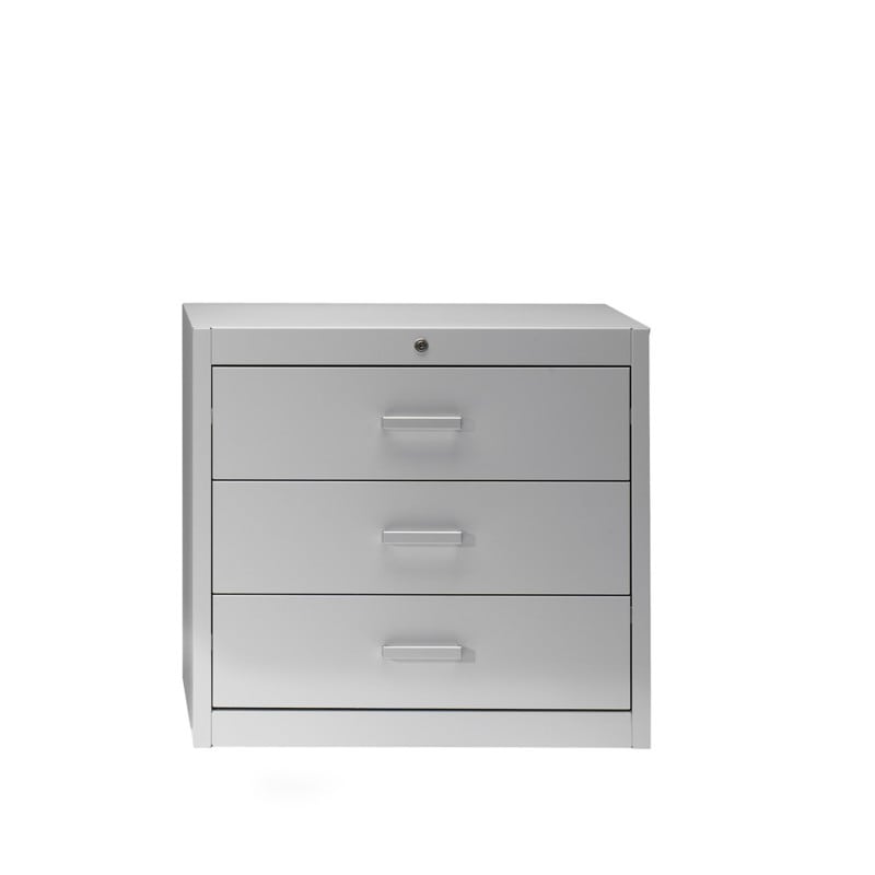 Mauser metallic storage cupboard with self closing system 4 drawers - 2 tracks | ultramarine