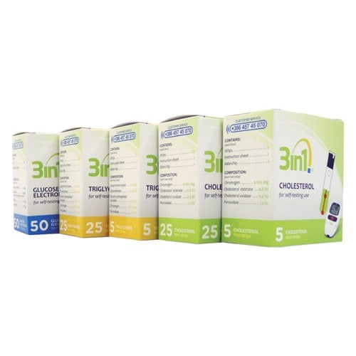 Cholesterol test strips for the 3in1 test device